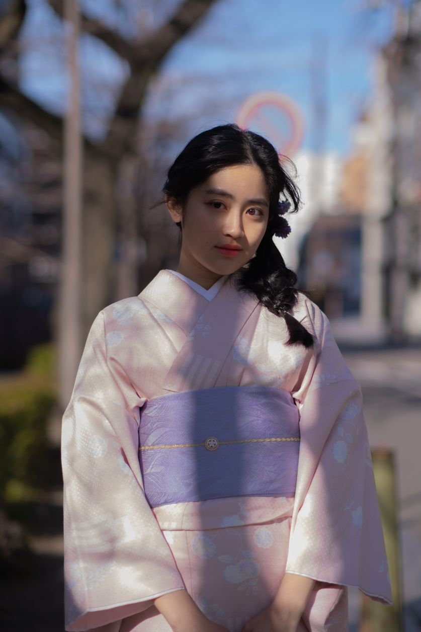 Her brown eyes and a kimono.